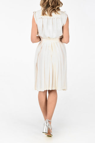 MM0 Cut Out Details Silk Dress With Belt