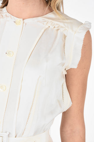 MM0 Cut Out Details Silk Dress With Belt