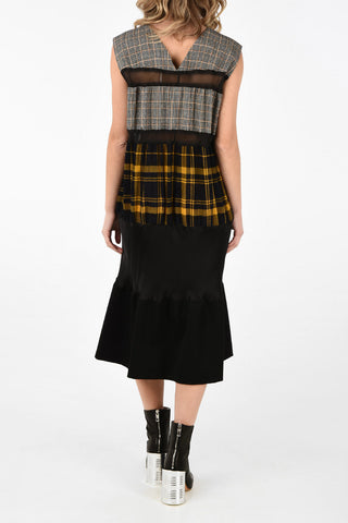 MM1 Vestito in Lana Vergine con Dettagli Principe del Galles e Tartan