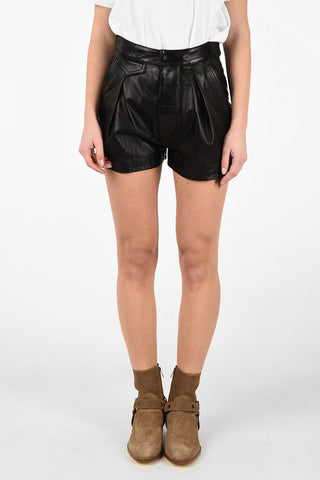 High Waist Leather Shorts with Side Pockets