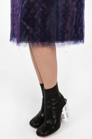 MM0 Zip Back Closure Tie Dye Effect Dress with Petticoat
