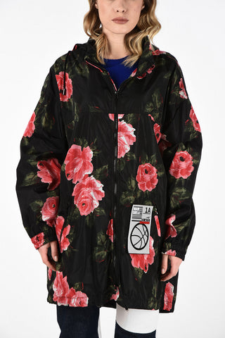 MM0 Roses-Print Oversize Jacket with Hood