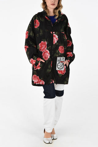 MM0 Roses-Print Oversize Jacket with Hood