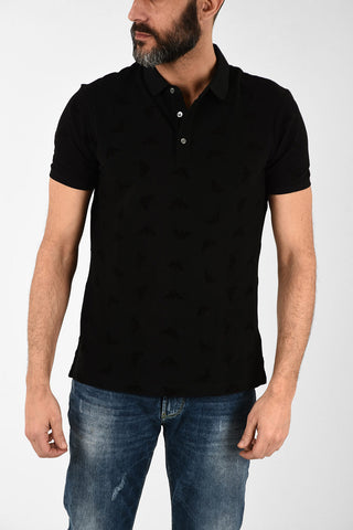 ARMANI JEANS Polo 3 Bottoni con Logo in Velluto