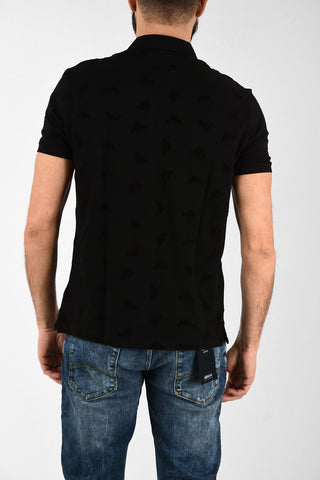 ARMANI JEANS Polo 3 Bottoni con Logo in Velluto