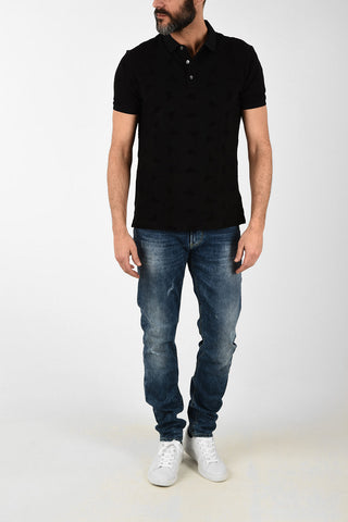 ARMANI JEANS Polo 3 Bottoni con Logo in Velluto