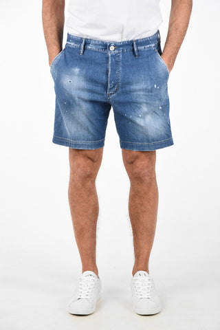 Mid Waist Vintage Effect MARINE FIT Shorts