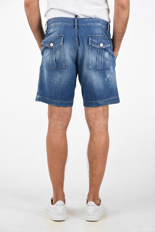 Mid Waist Vintage Effect MARINE FIT Shorts