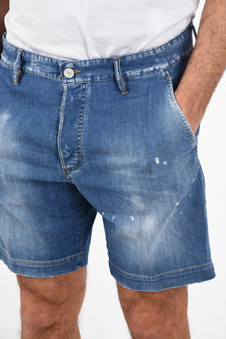 Mid Waist Vintage Effect MARINE FIT Shorts