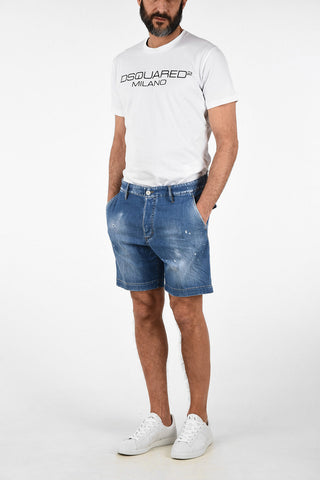 Mid Waist Vintage Effect MARINE FIT Shorts