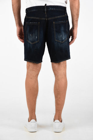 Vintage Effect MARINE FIT Shorts With Ecoleather Side Band