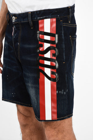 Vintage Effect MARINE FIT Shorts With Ecoleather Side Band