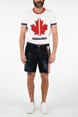 Vintage Effect MARINE FIT Shorts With Ecoleather Side Band