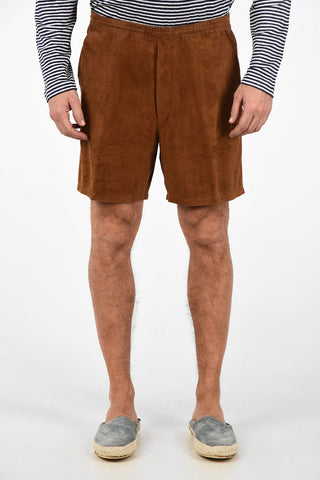 Drawstring Suede Leather Shorts