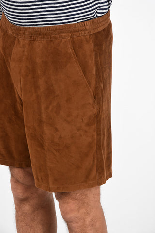 Drawstring Suede Leather Shorts