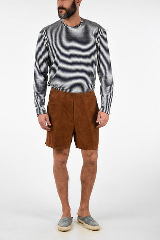 Drawstring Suede Leather Shorts