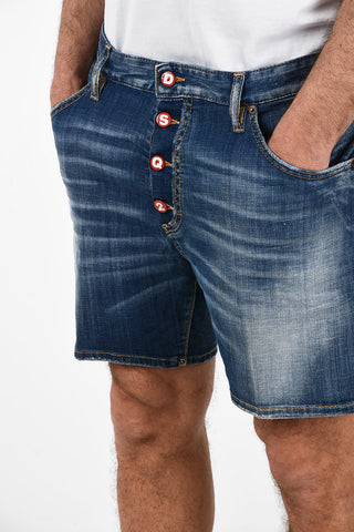 Mid Waist Stonewashed Shorts