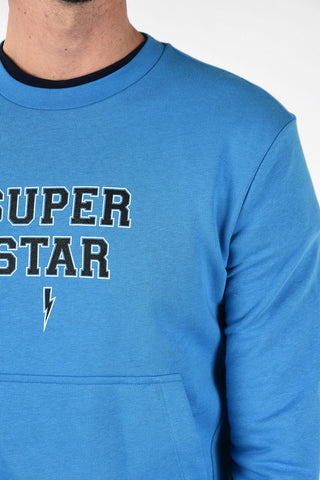 Felpa SUPER STAR  Under Jacket Fit con Maxi Tasca a Toppa   