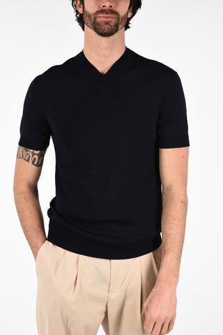 Short Sleeve Double Collar Slim Fit Sweater