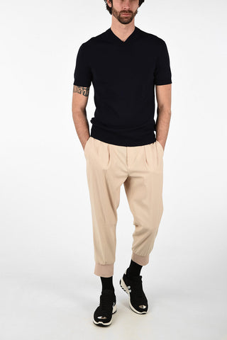 Short Sleeve Double Collar Slim Fit Sweater