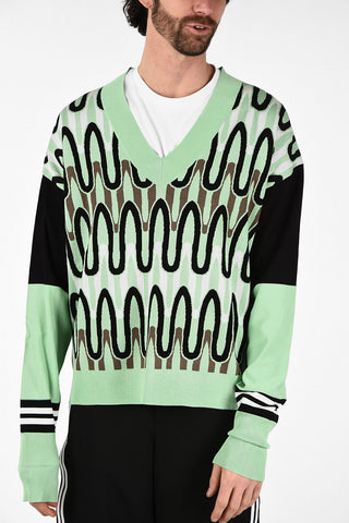 V-Neck Dropped Shoulder Fit Sweater
