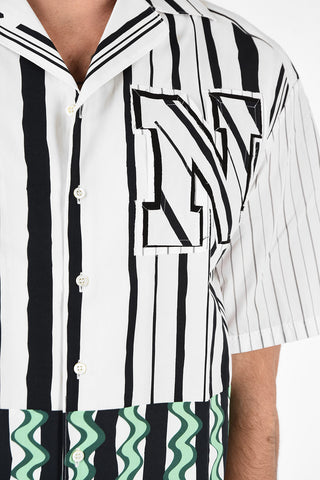 Pencil Striped MONOGRAM PATCH Boxy Fit Shirt