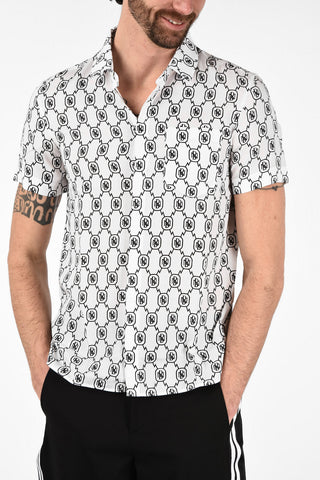 Monogram Short Sleeve Loose Fit Shirt with Hidden Closure