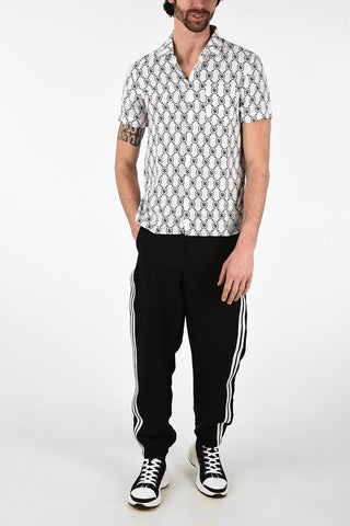 Monogram Short Sleeve Loose Fit Shirt with Hidden Closure