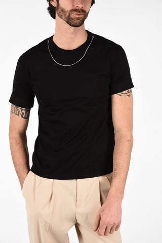Cotton TRAVEL CHAIN ROLLED UP Crew-Neck T-Shirt
