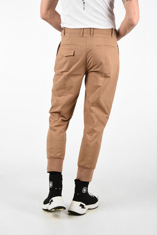 Double Pleat Slim Fit Pants with Elastic Ankle