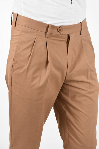 Double Pleat Slim Fit Pants with Elastic Ankle