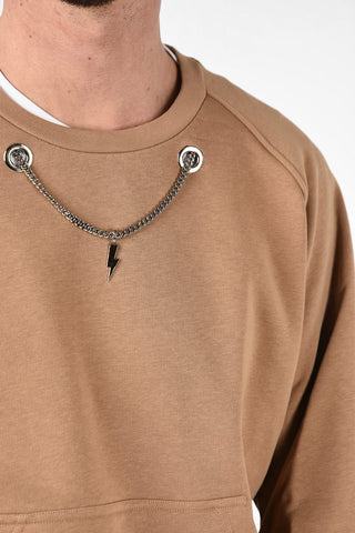 Felpa Easy Fit THUNDERBOLT NECKLACE con Maxi Tasca a Toppa 