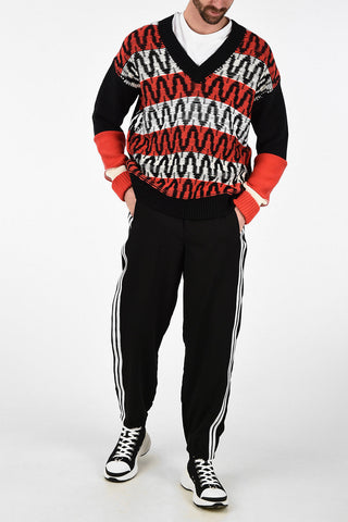 Embroidered Dropped Shoulder Fit V-Neck Sweater