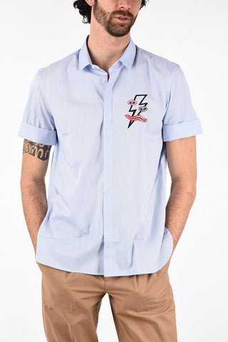 Striped Cotton PICASSO LIGHTNING Loose Fit Shirt with Hidden Closure
