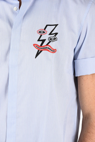 Striped Cotton PICASSO LIGHTNING Loose Fit Shirt with Hidden Closure