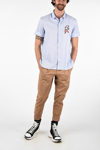 Striped Cotton PICASSO LIGHTNING Loose Fit Shirt with Hidden Closure