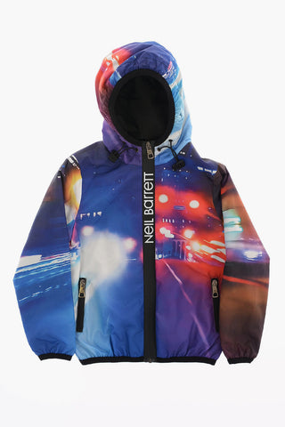 Printed CITY LIGHTS LIGHTWEIGHT Jacket with Hood