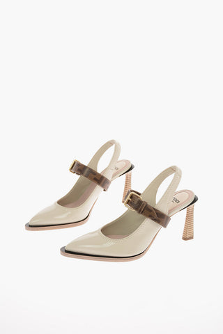 Patent Leather Slingback Pumps with Monogram Strap  8.5 cm