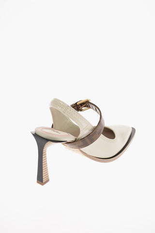 Patent Leather Slingback Pumps with Monogram Strap  8.5 cm