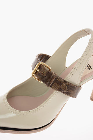 Patent Leather Slingback Pumps with Monogram Strap  8.5 cm