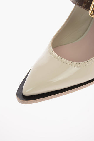 Patent Leather Slingback Pumps with Monogram Strap  8.5 cm