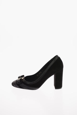 Suede FOSCA 85 Pumps with Bow 8 Cm