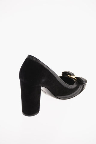 Suede FOSCA 85 Pumps with Bow 8 Cm