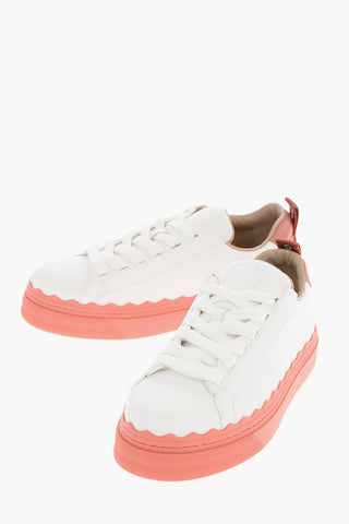 Leather NAUSICA Sneakers with Contrasting Sole
