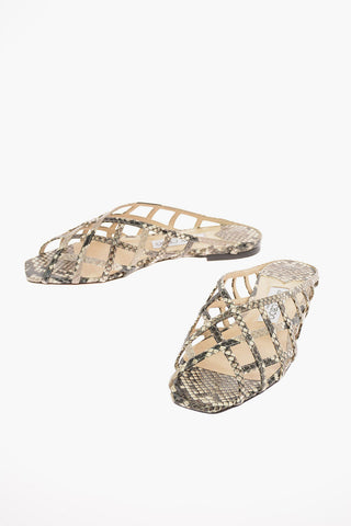 Snake Printed Leather SAI FLAT Sandals 