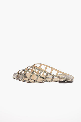 Snake Printed Leather SAI FLAT Sandals 