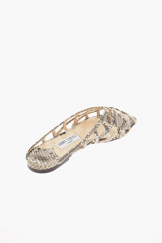 Snake Printed Leather SAI FLAT Sandals 