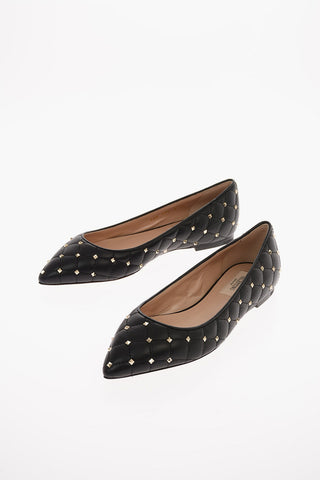 GARAVANI Quilted Leather ROCKSTUDS SPIKE Ballet Flats 