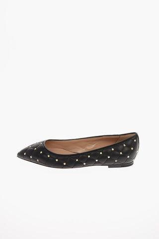 GARAVANI Quilted Leather ROCKSTUDS SPIKE Ballet Flats 