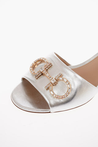 Slippers LAMPIO in Nappa Lamè con Dettaglio Gioiello 3 Cm